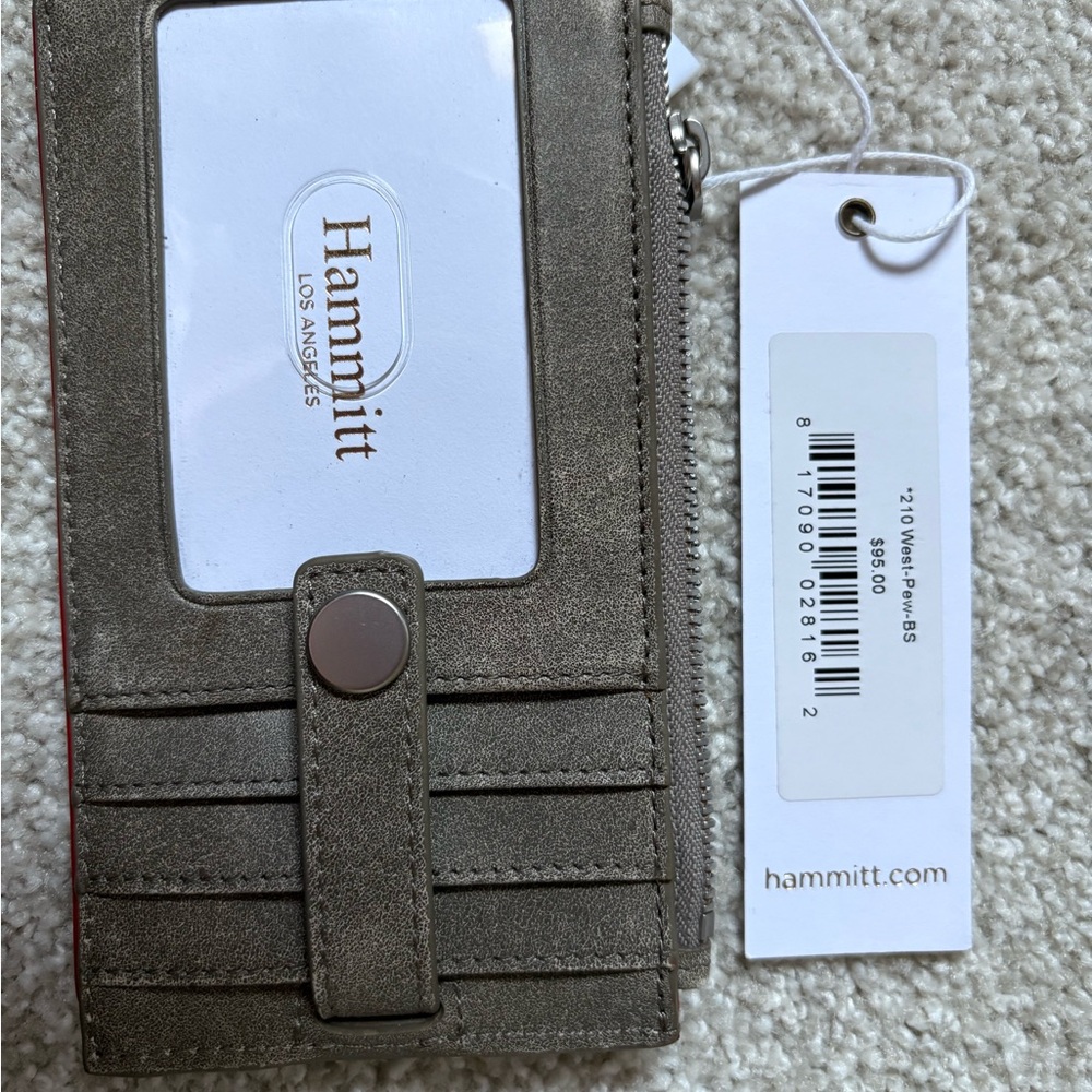 Hammitt 210 West Pewter Leather Card Holder